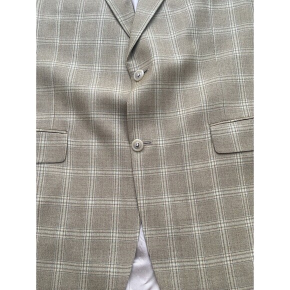 Hart Schaffner Marx Blazer Mens 42R Tan Plaid Wool Sport Coat Jacket Lord & Tay - Picture 4 of 12